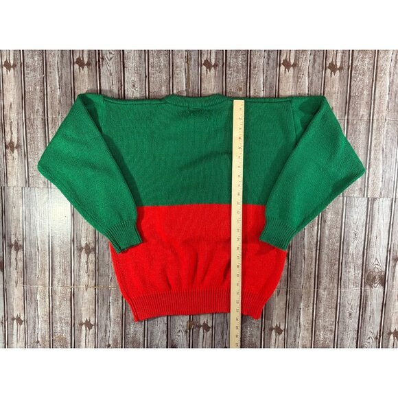 Izod Lacoste Acrylic Crocodile Big Logo sweater Sz XL c: red green Rare Vintage - Picture 6 of 6